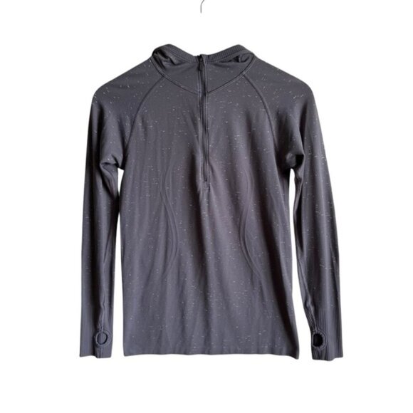 Lululemon Swiftly Tech Top Hooded 1/2 Zip Size 8 Nebula / White Gray - Picture 2 of 13